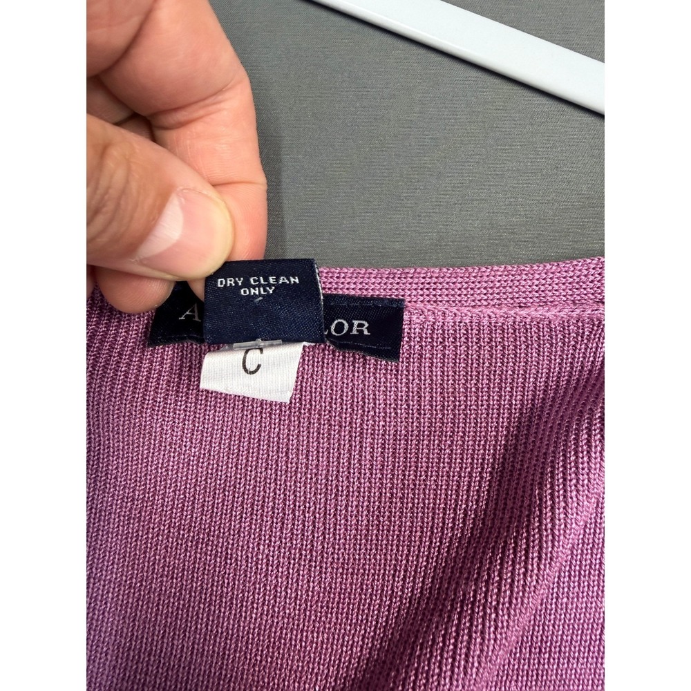 Ann Taylor 100% Silk Cardigan Sweater Purple V-Neck Long Sleeve Large Orchid - Picture 10 of 16